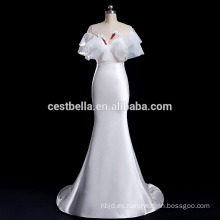 V-cuello Guangzhou vestido de novia exótica de la boda vestido de raso